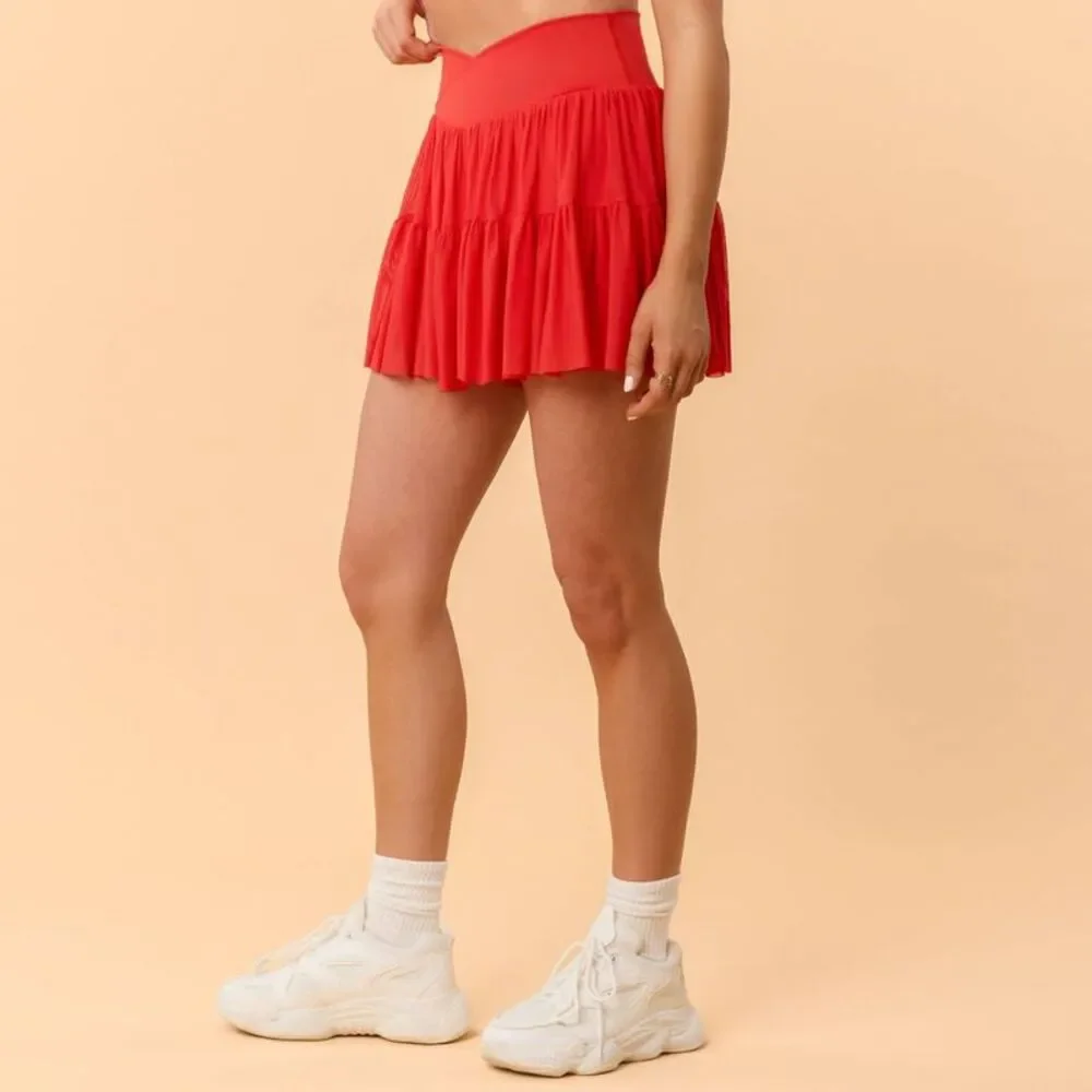 Blogilates Women's Red Tiered Active Skort - Picture 4 of 4